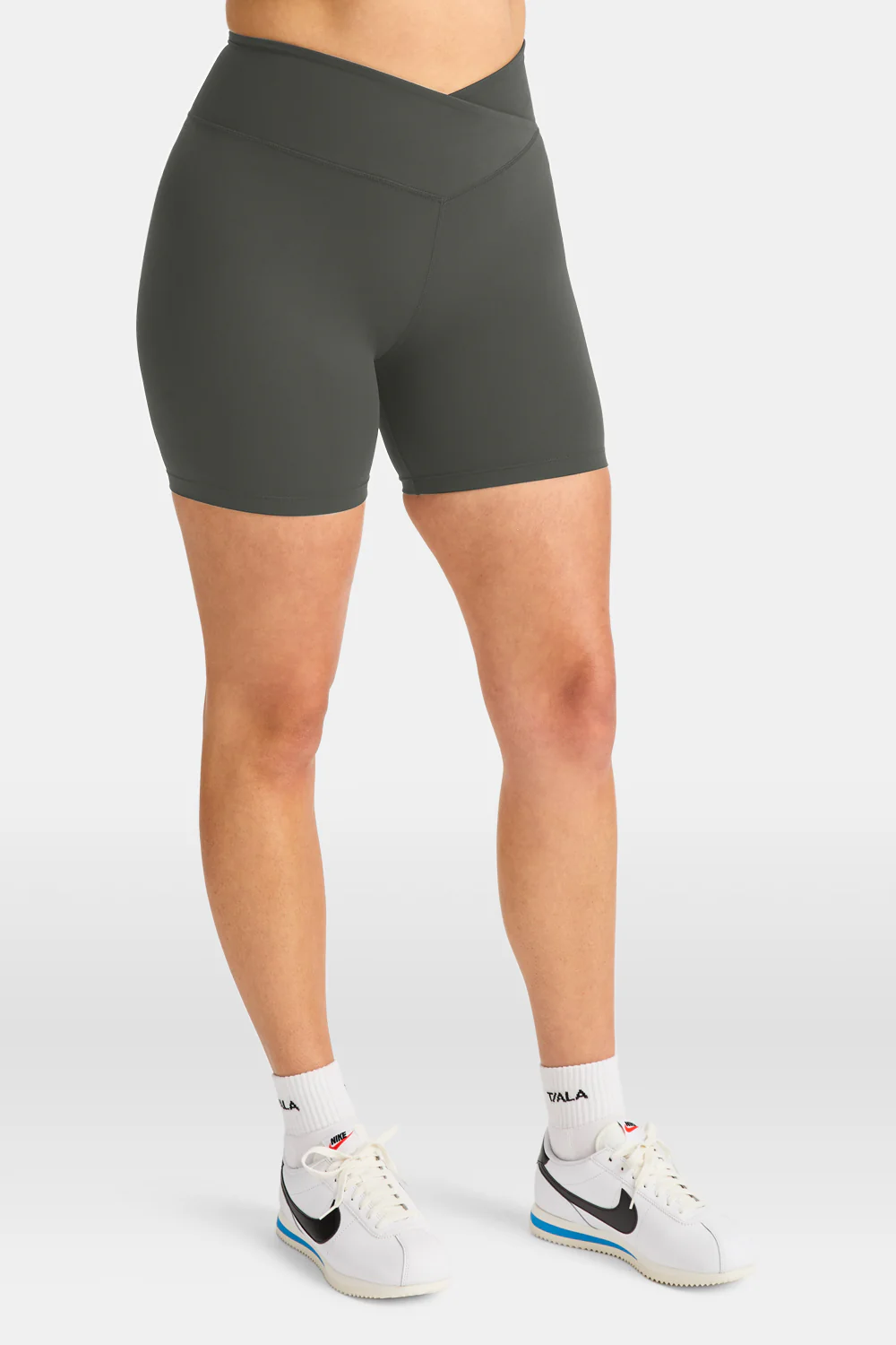 DayFlex Wrap High Waisted Cycling Shorts - Dark Olive - Image 3