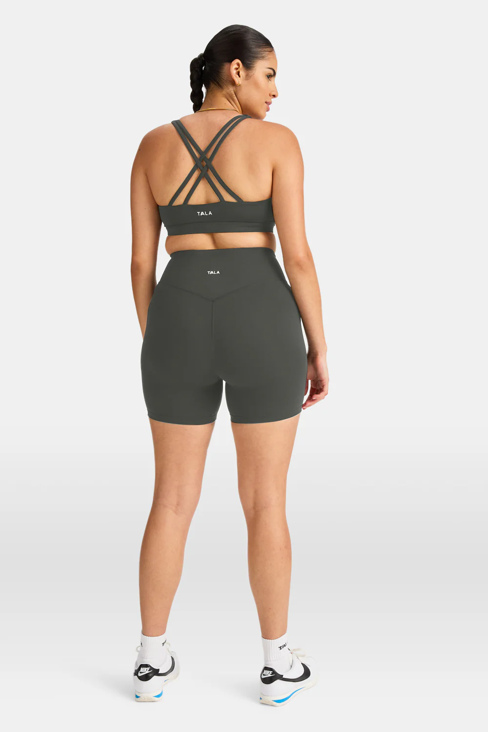 DayFlex Wrap High Waisted Cycling Shorts - Dark Olive - Image 4