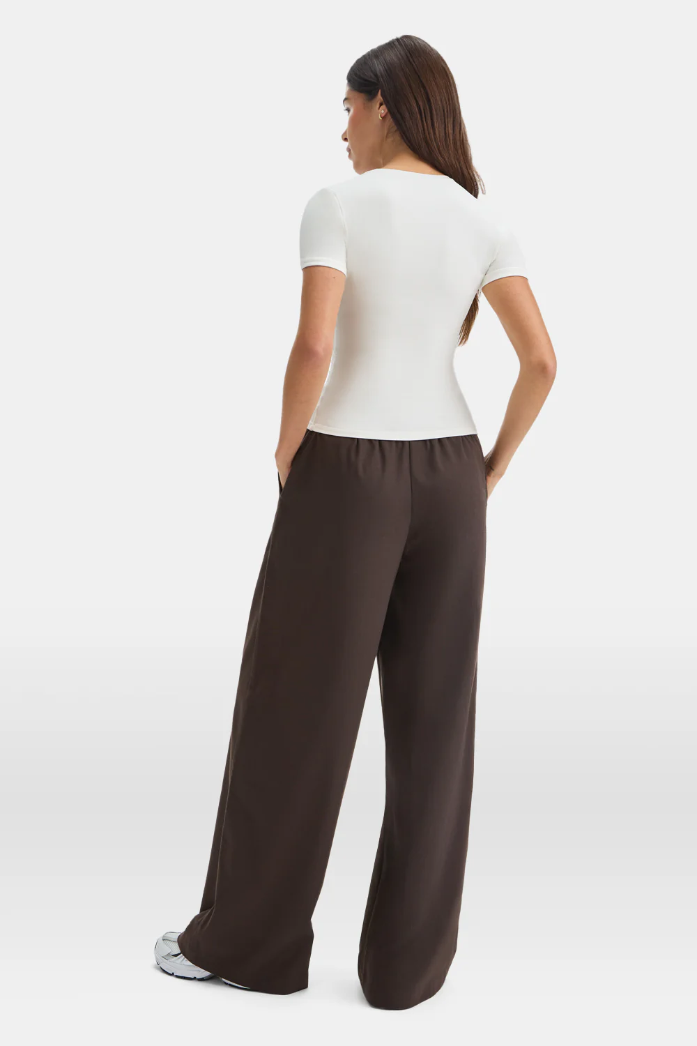 Drawstring Wide Leg Trousers - Americano - Image 6