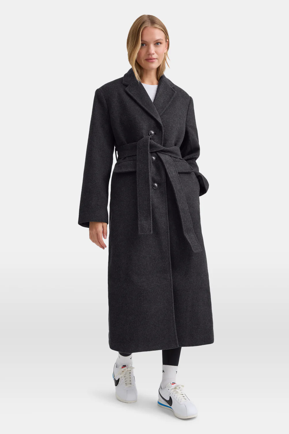 Wool Blend Oversized Overcoat - Charcoal - Image 3