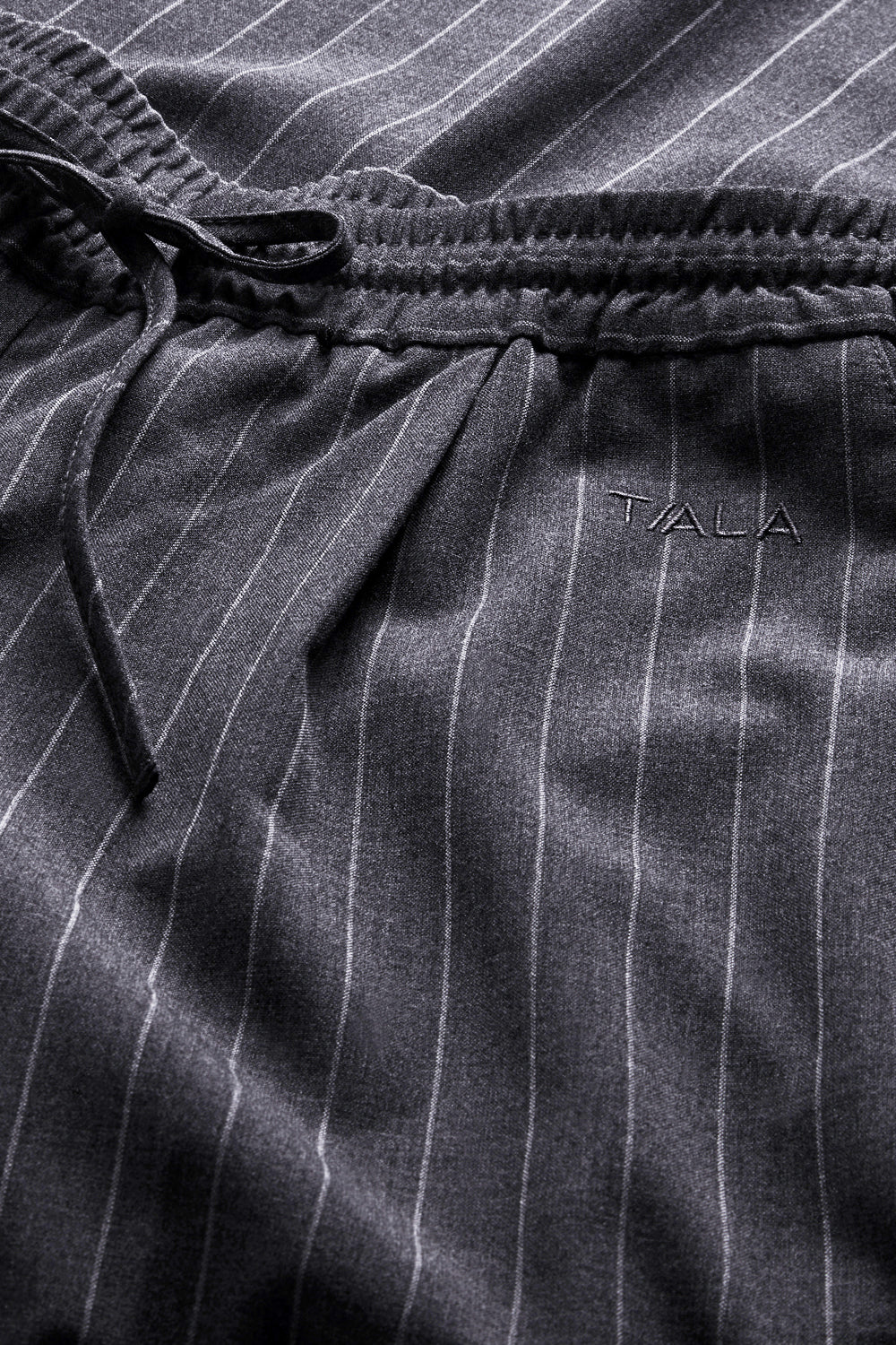 Drawstring Wide Leg Trousers - Charcoal Grey Stripe - Image 5