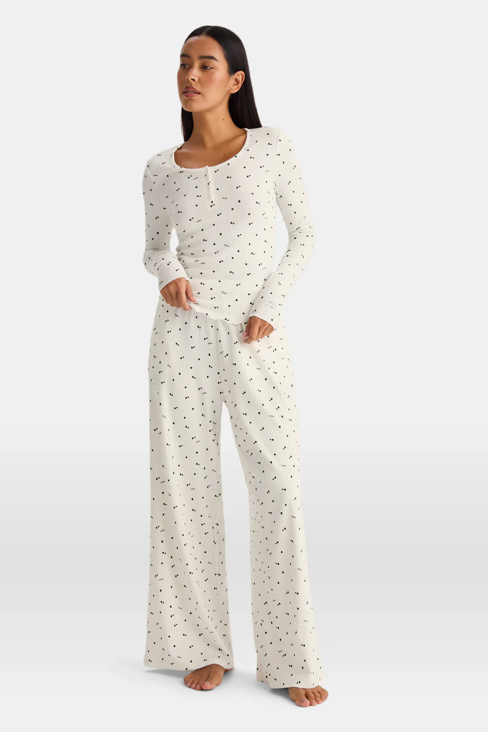 Henley Pyjama Top - Ivory Forest Print - Image 7