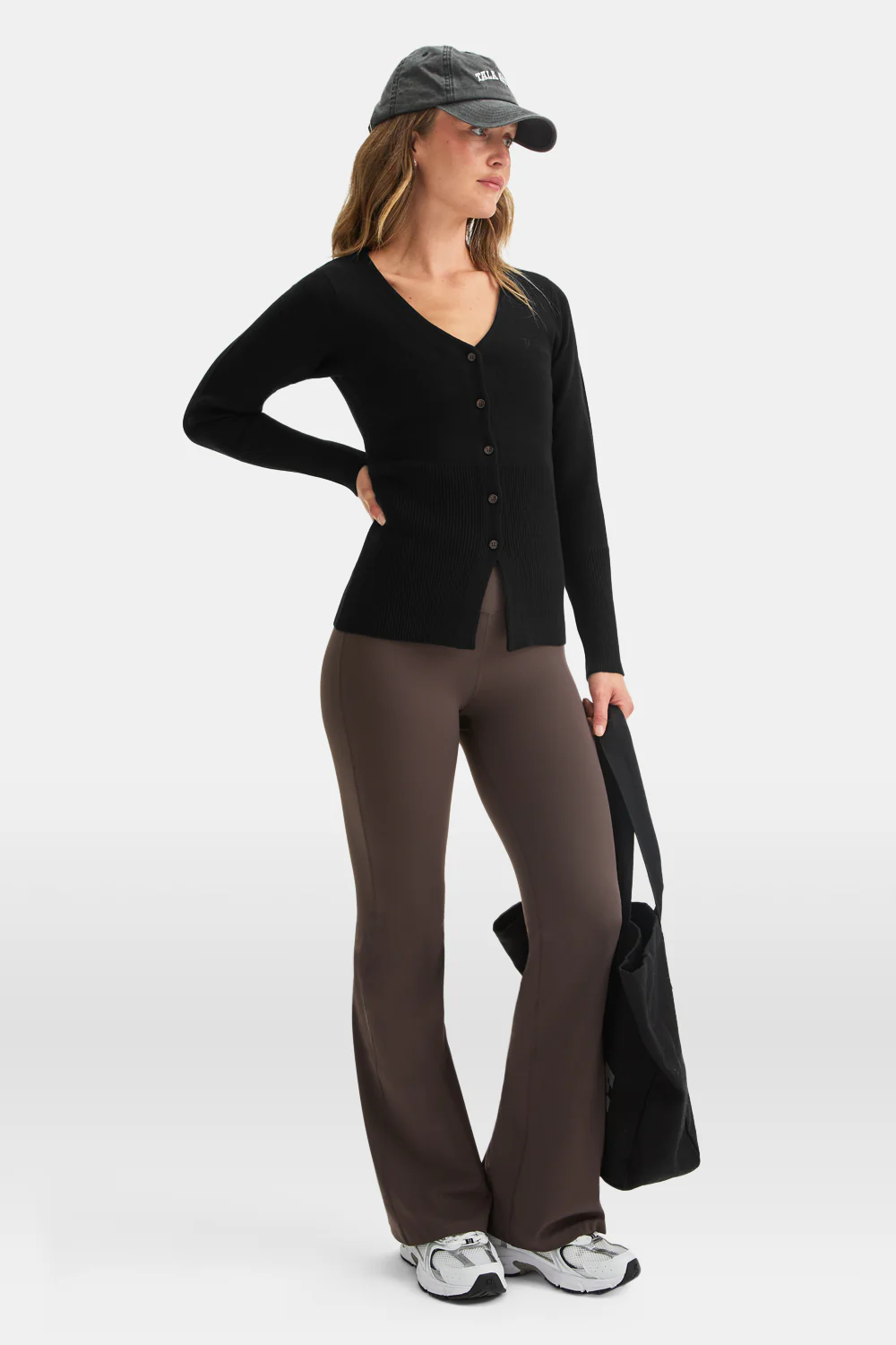 Knit-Waisted Cardigan - Black - Image 3