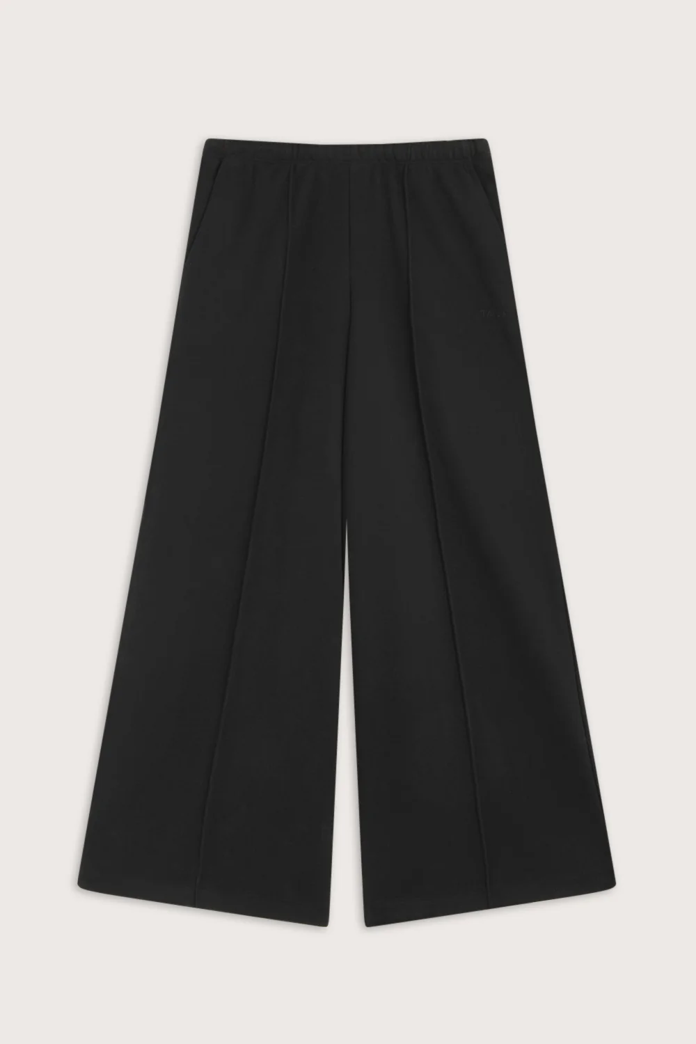 Mid Rise Pintuck Ultra Wide Leg Jogger - Black - Image 2