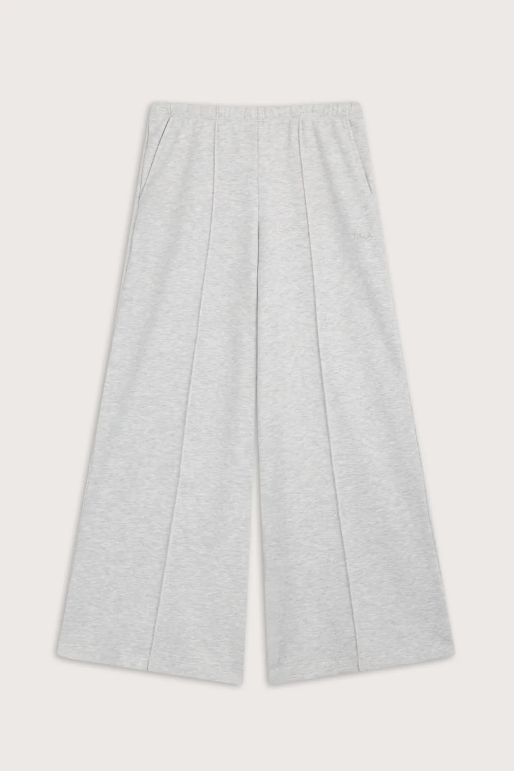 Mid Rise Pintuck Ultra Wide Leg Jogger - Grey Marl - Image 2