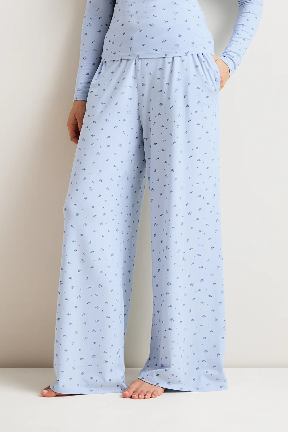 Pyjama Bottoms - Baby Blue Floral Print - Image 4