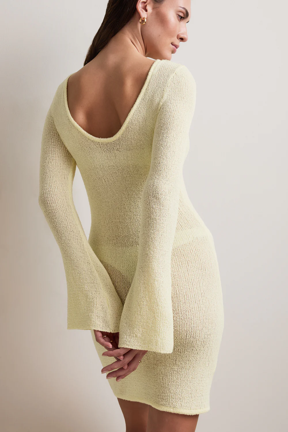 Multiway Beach Knit Mini Dress - Lemon Yellow - Image 3