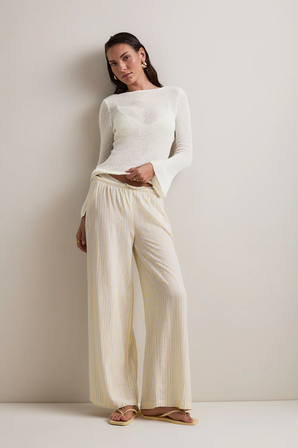 Multiway Long Sleeve Beach Knit Top - Ivory - Image 3