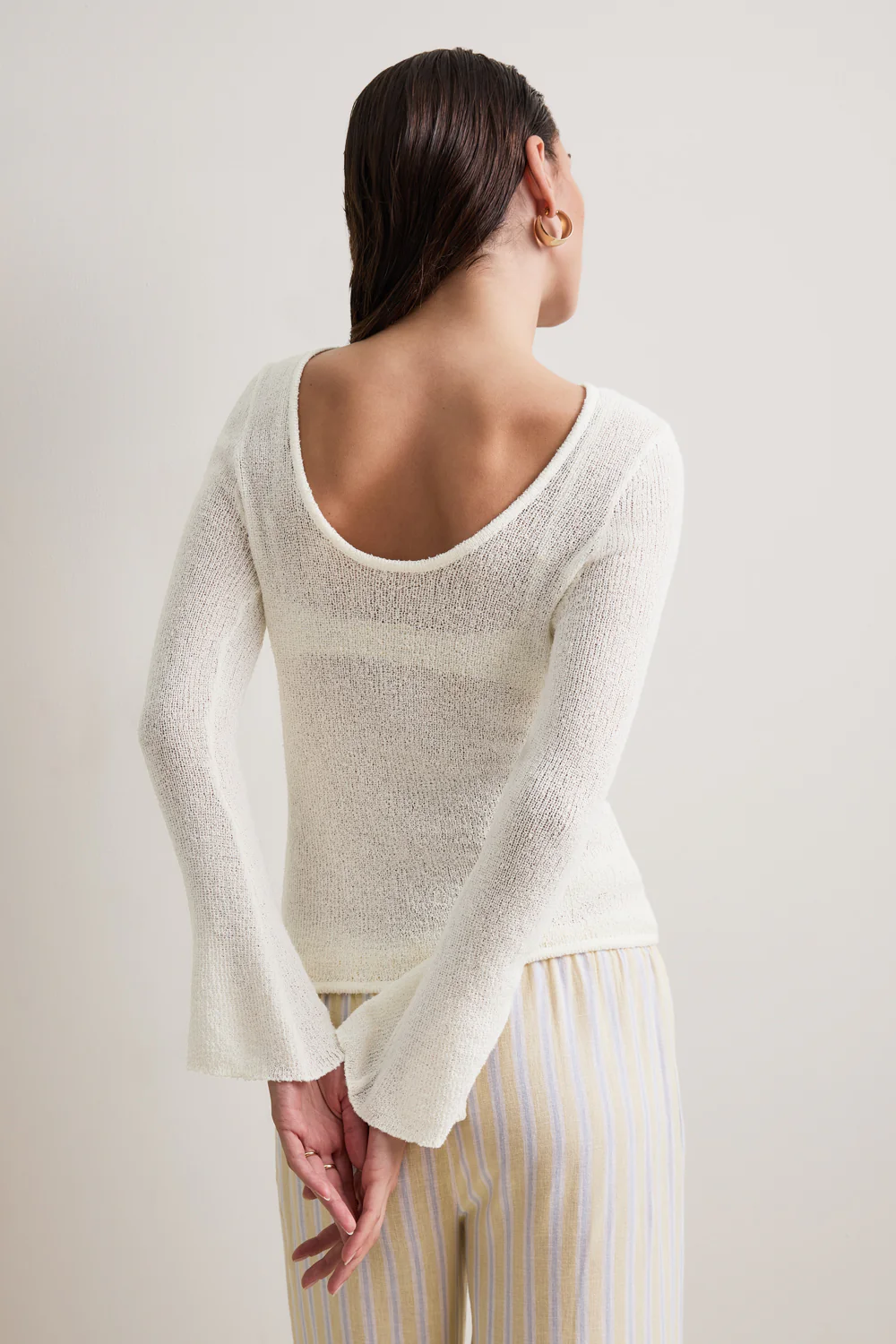 Multiway Long Sleeve Beach Knit Top - Ivory - Image 4