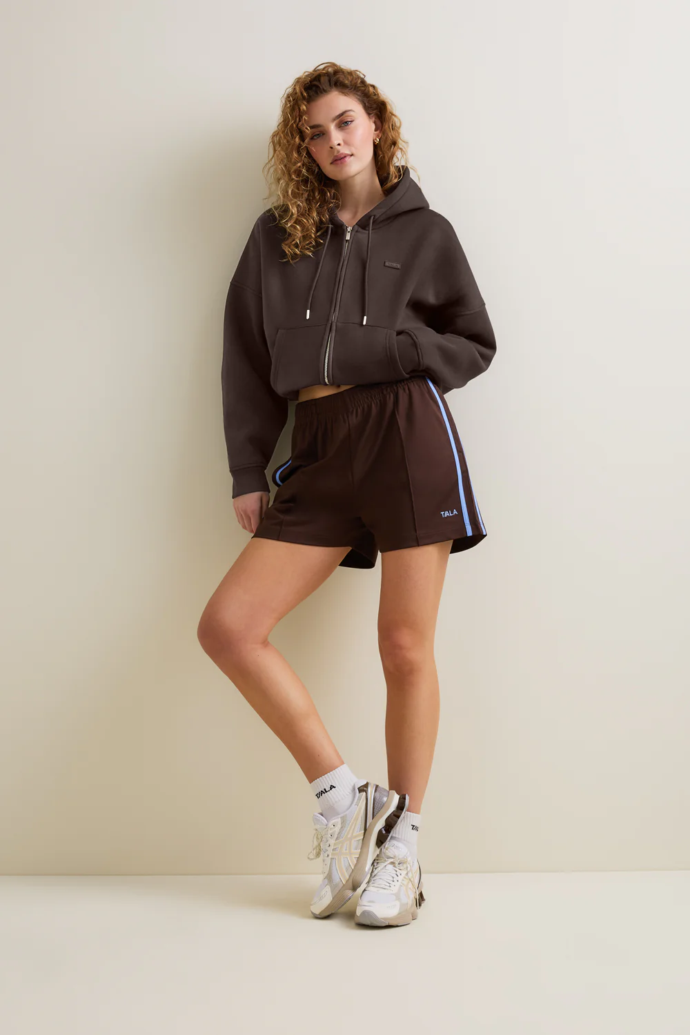 Oversized Cocoon Zip Through Hoodie - Americano - Image 3