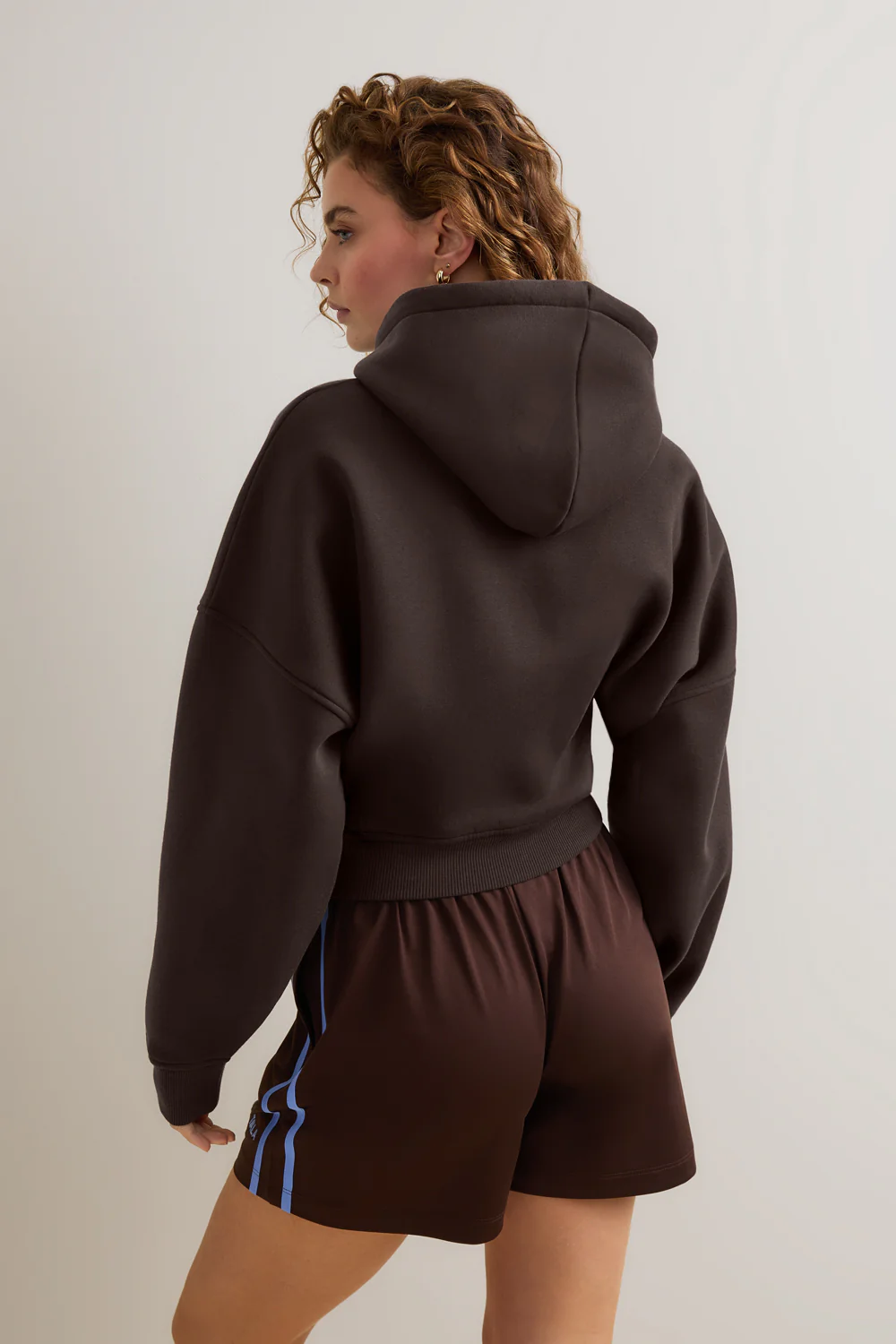Oversized Cocoon Zip Through Hoodie - Americano - Image 4