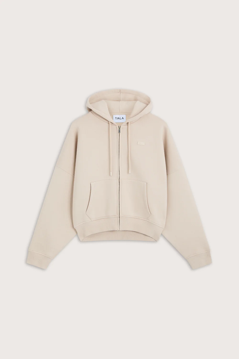Oversized Cocoon Zip Through Hoodie - Chai - Image 2