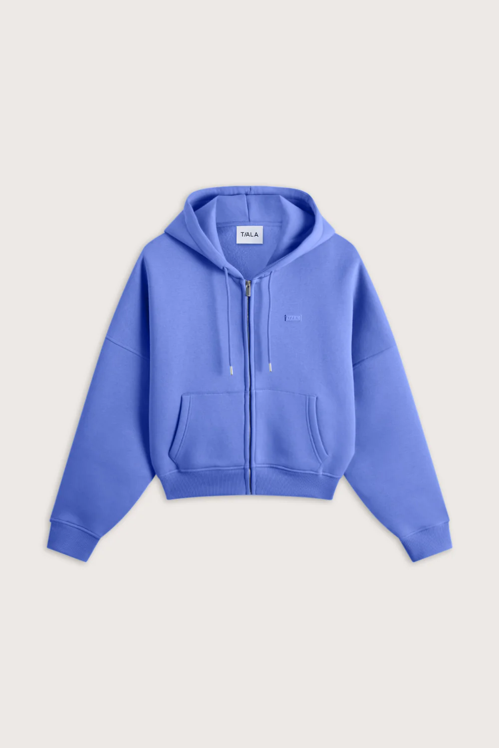 Oversized Cocoon Zip Through Hoodie - Iris Blue - Image 2