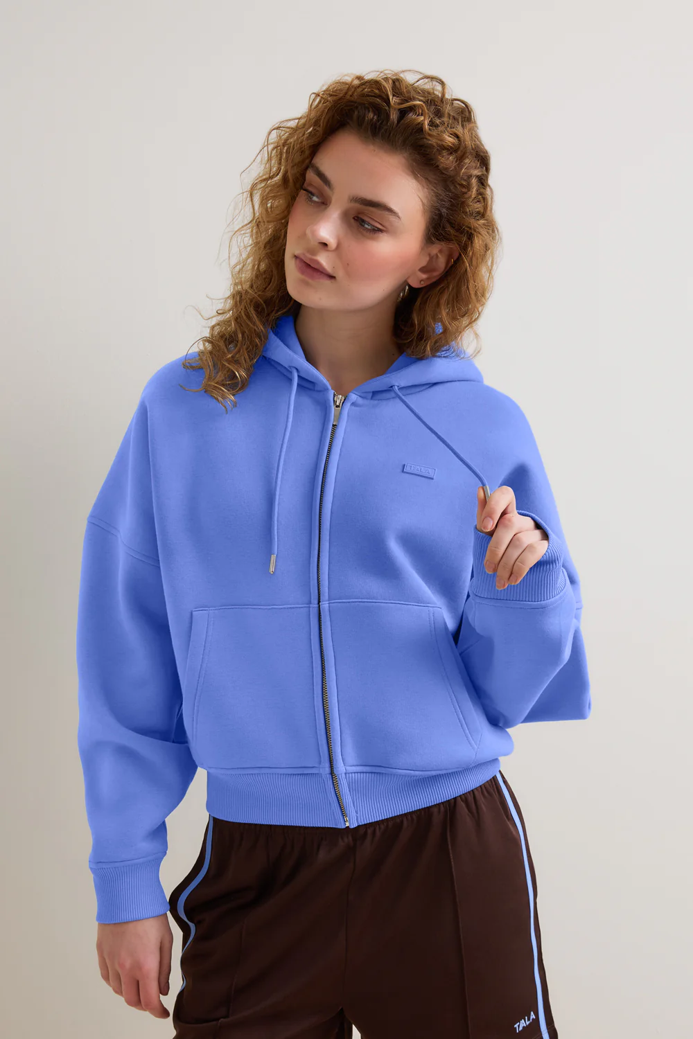 Oversized Cocoon Zip Through Hoodie - Iris Blue - Image 3