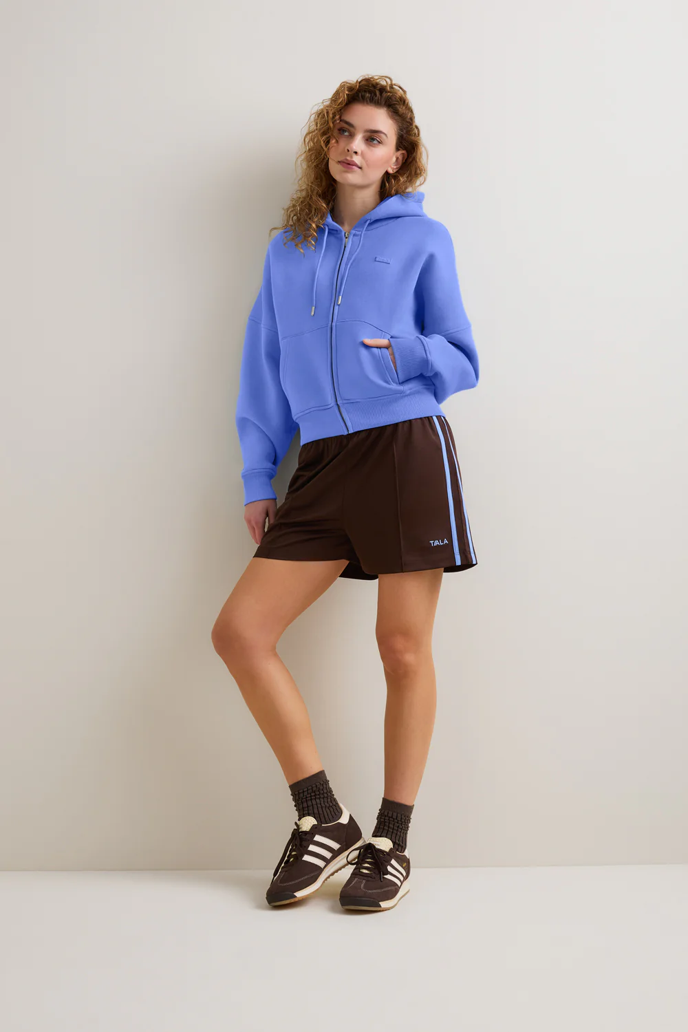 Oversized Cocoon Zip Through Hoodie - Iris Blue - Image 5