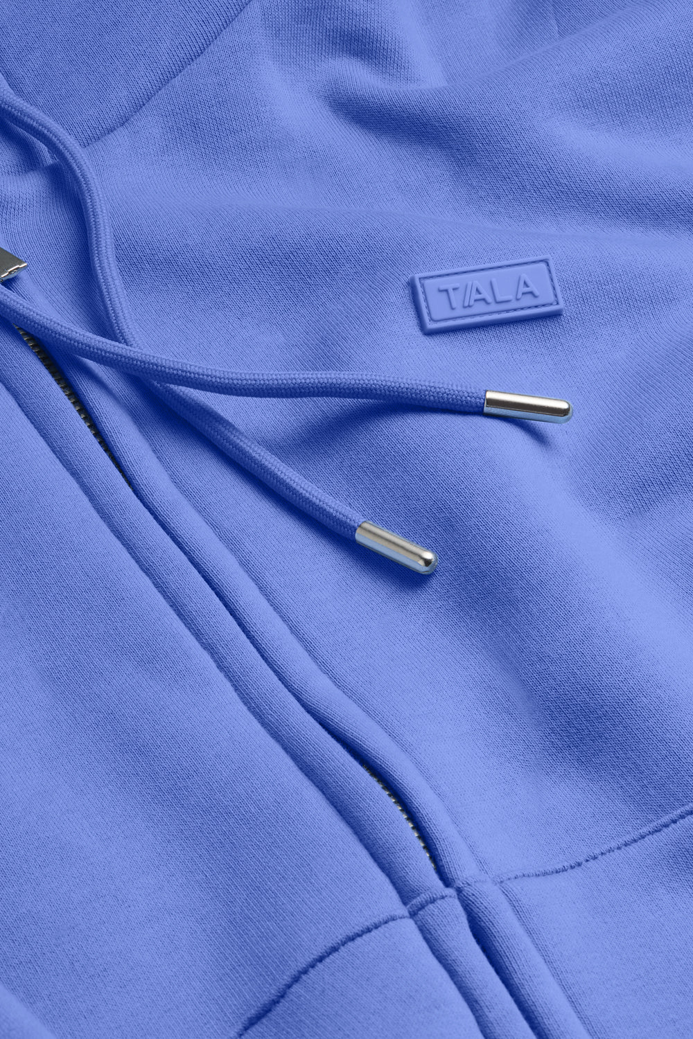 Oversized Cocoon Zip Through Hoodie - Iris Blue - Image 6