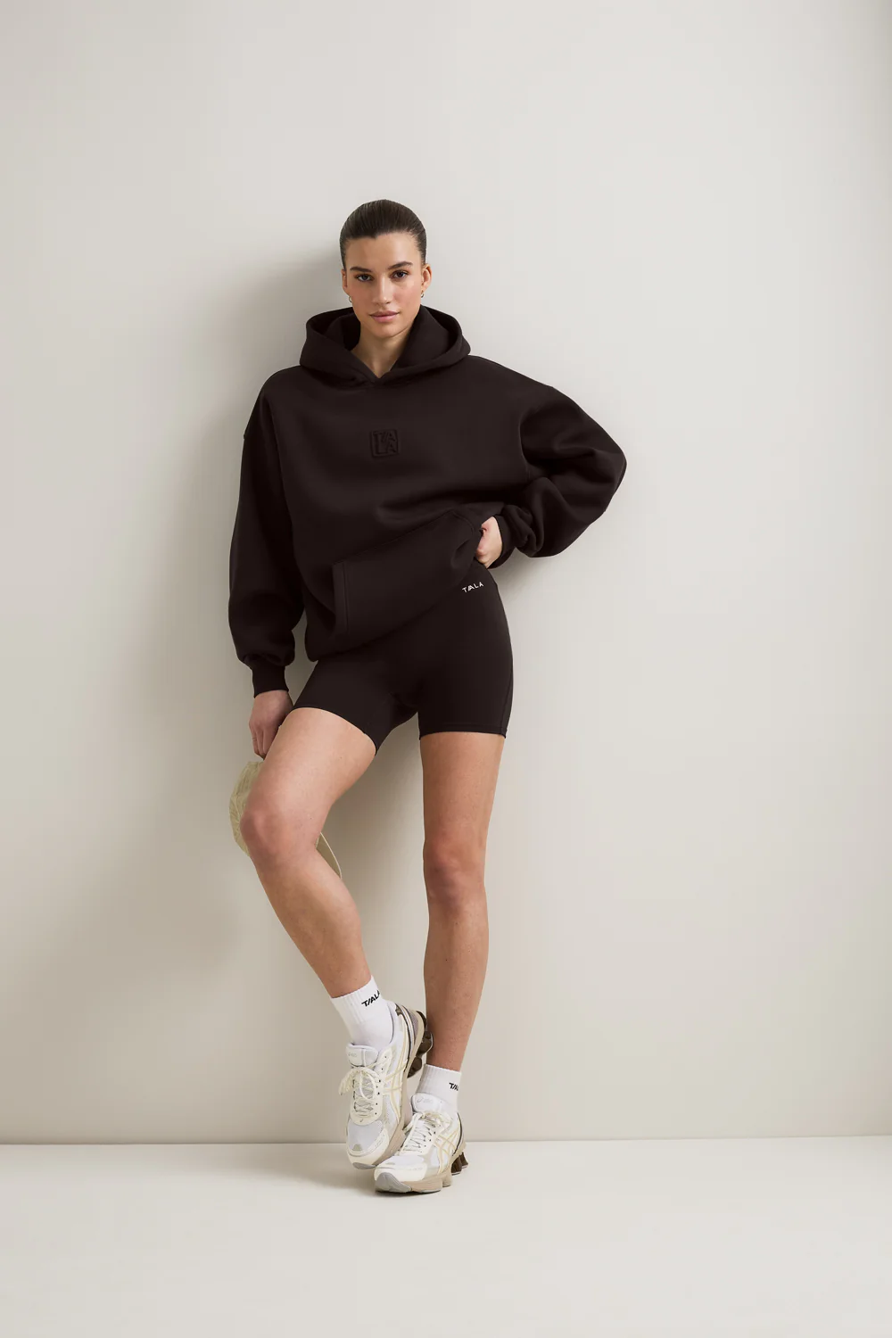 Oversized Embossed Logo Hoodie - Americano - Image 3