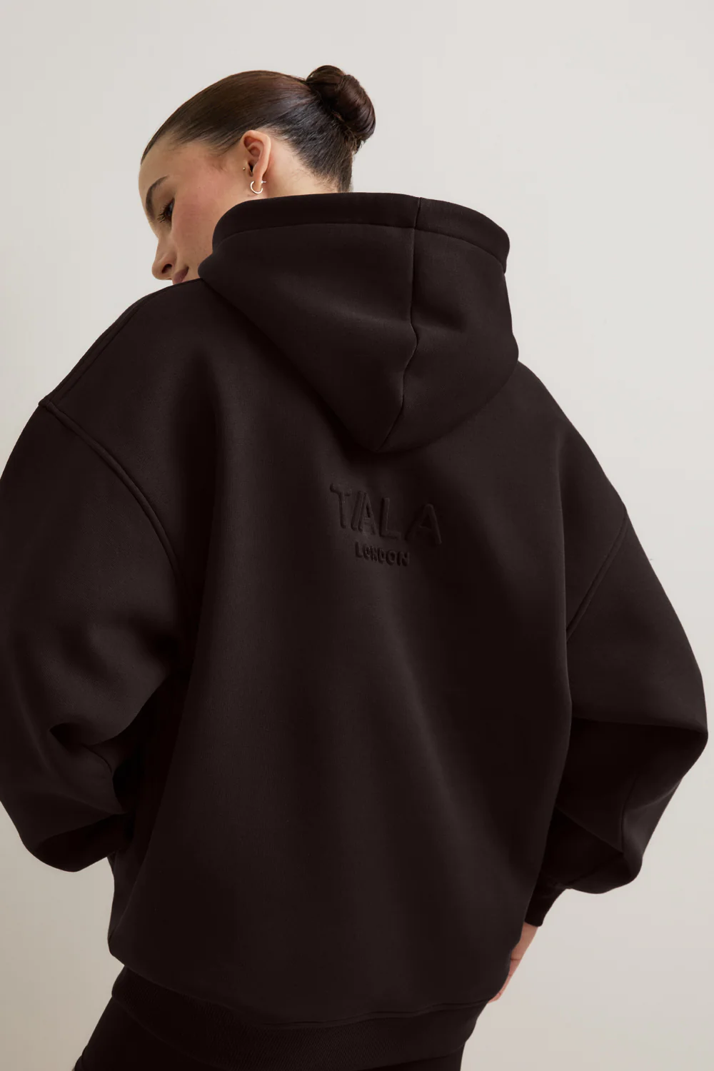 Oversized Embossed Logo Hoodie - Americano - Image 4