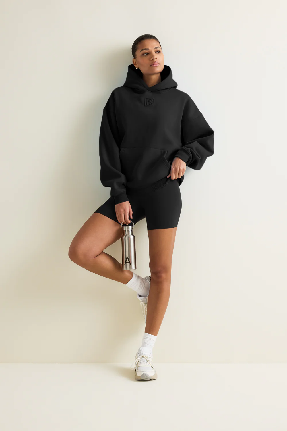 Oversized Embossed Logo Hoodie - Black - Image 3