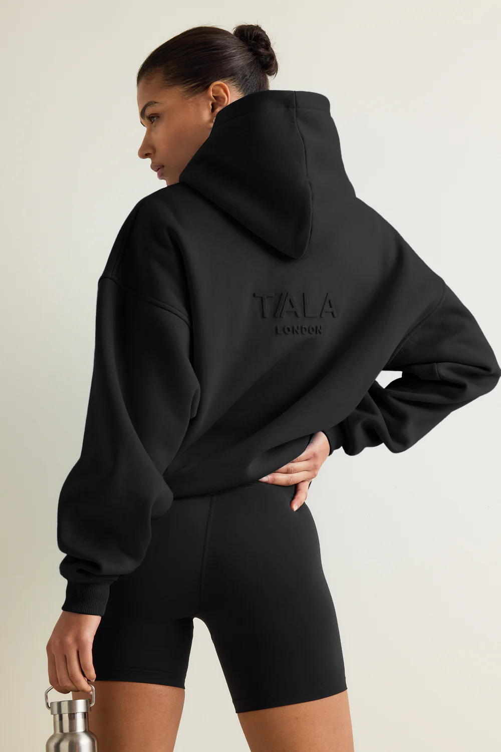Oversized Embossed Logo Hoodie - Black - Image 4