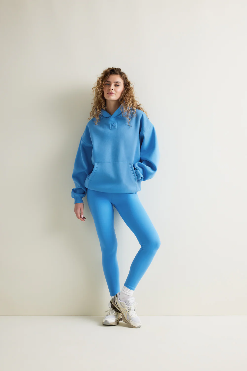 Oversized Embossed Logo Hoodie - Sky Blue - Image 3