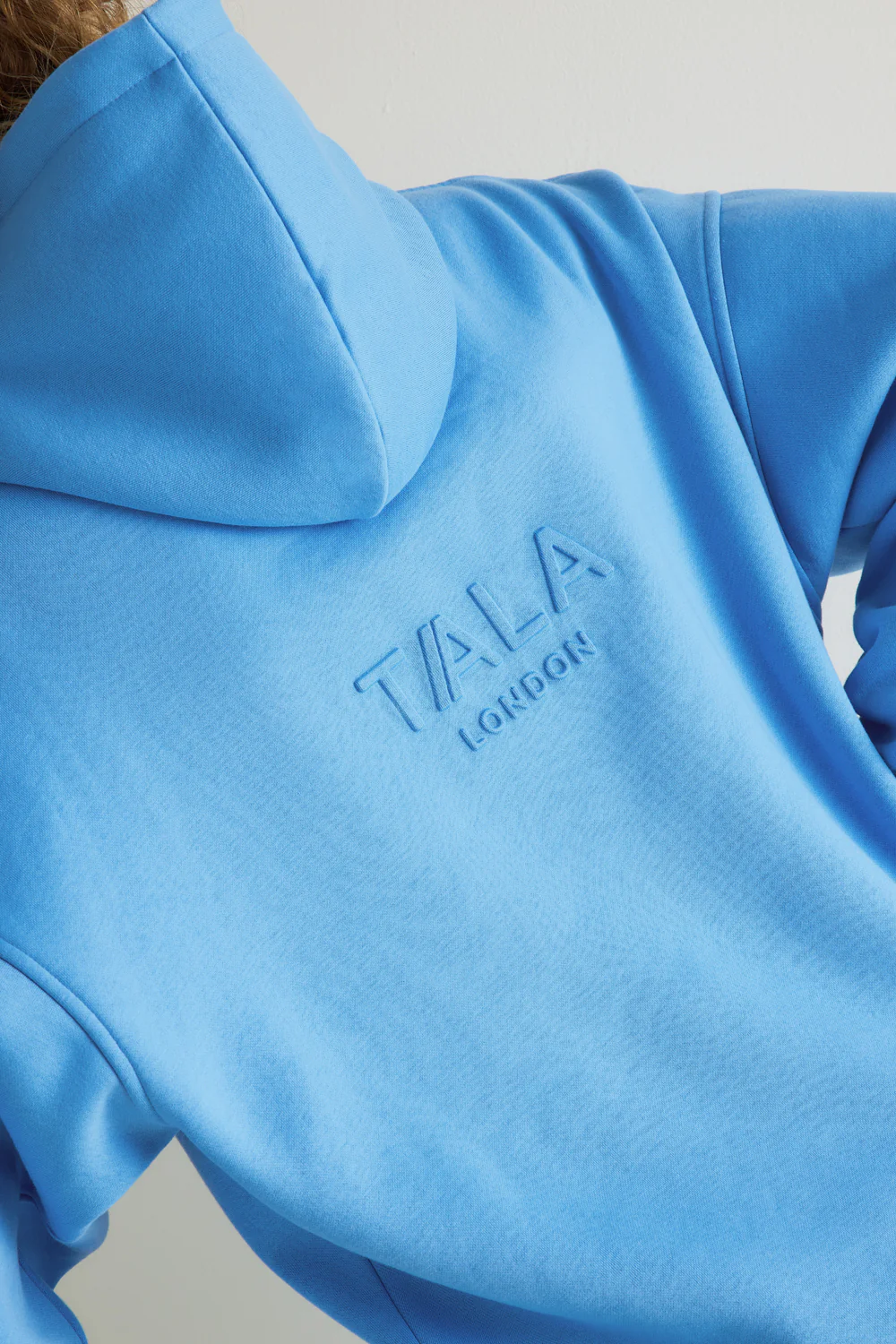Oversized Embossed Logo Hoodie - Sky Blue - Image 4