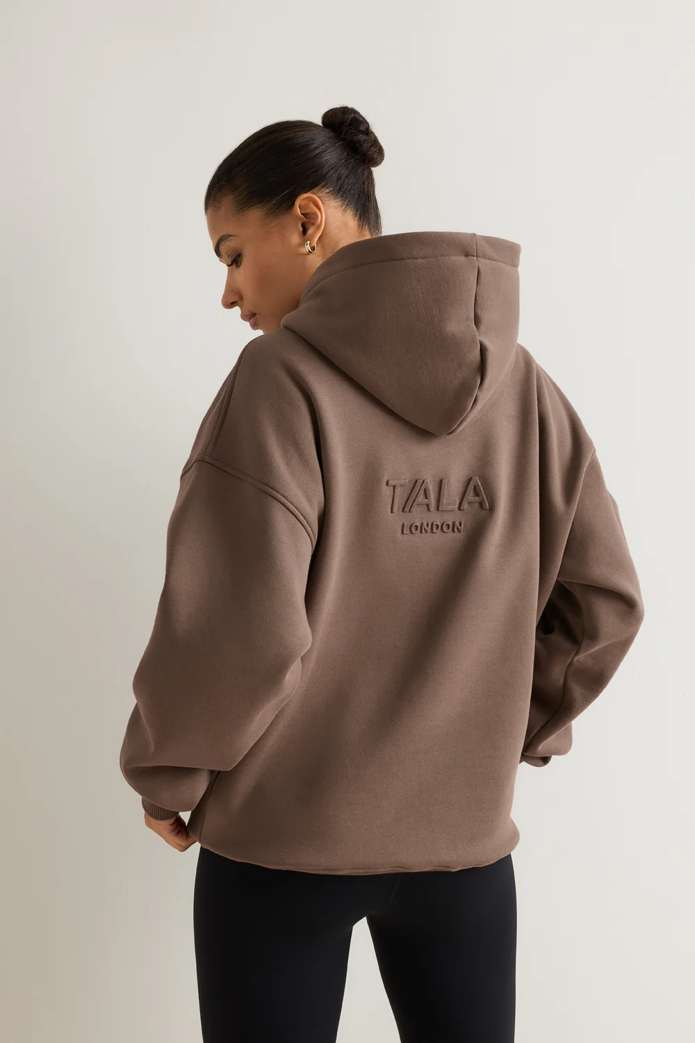 Oversized Embossed Logo Hoodie - Washed Cortado Brown - Image 3