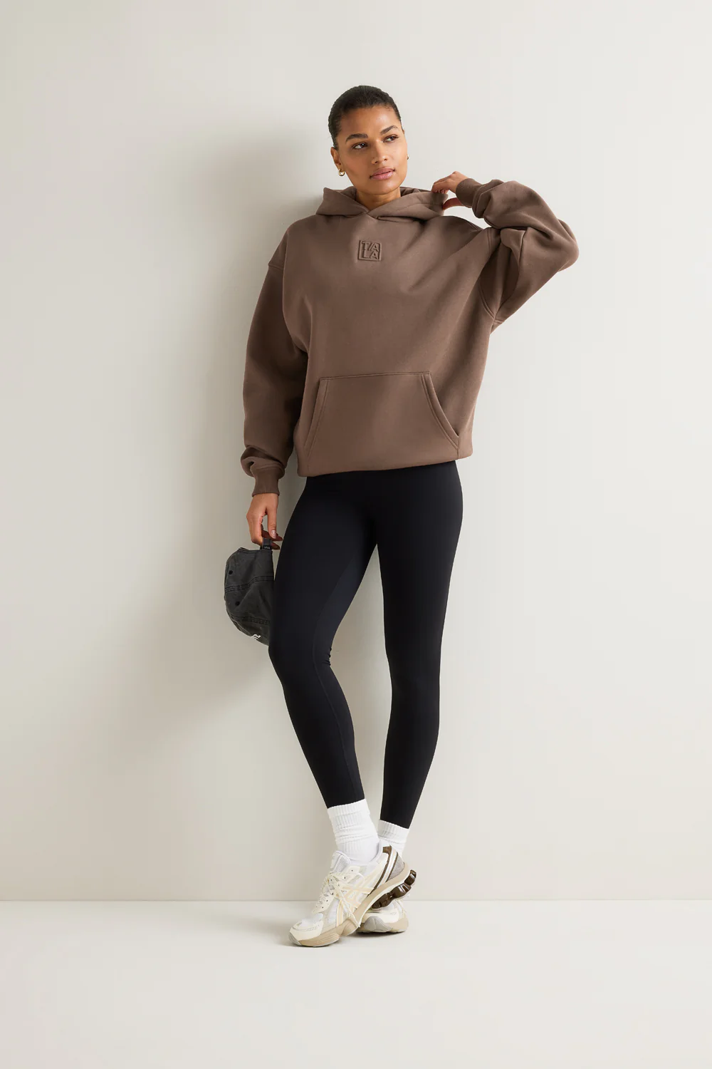 Oversized Embossed Logo Hoodie - Washed Cortado Brown - Image 4