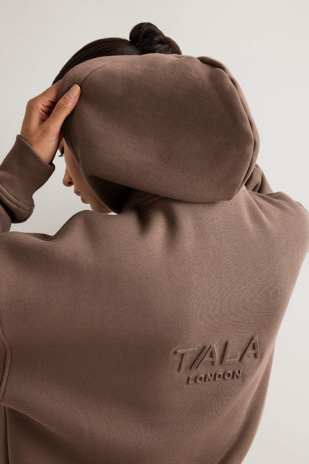 Oversized Embossed Logo Hoodie - Washed Cortado Brown - Image 5