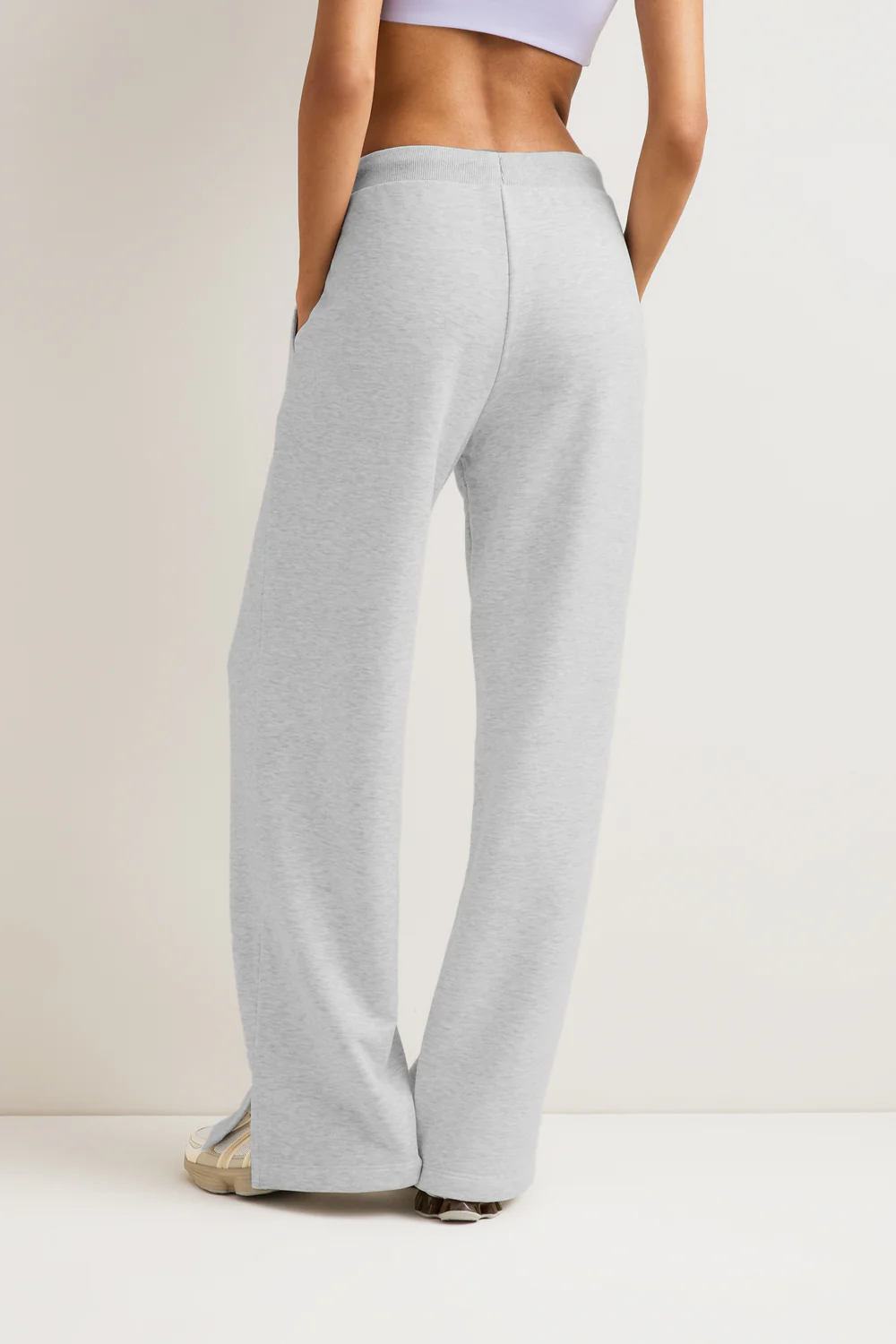 Peached Wide Leg Jogger - Grey Marl - Image 4