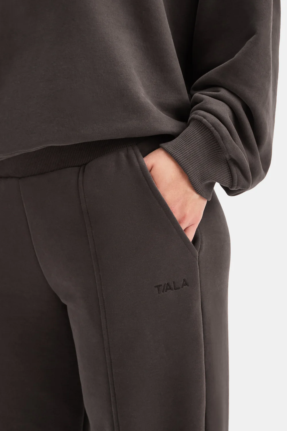 Pintuck Wide Leg Jogger - Mocha Brown - Image 6
