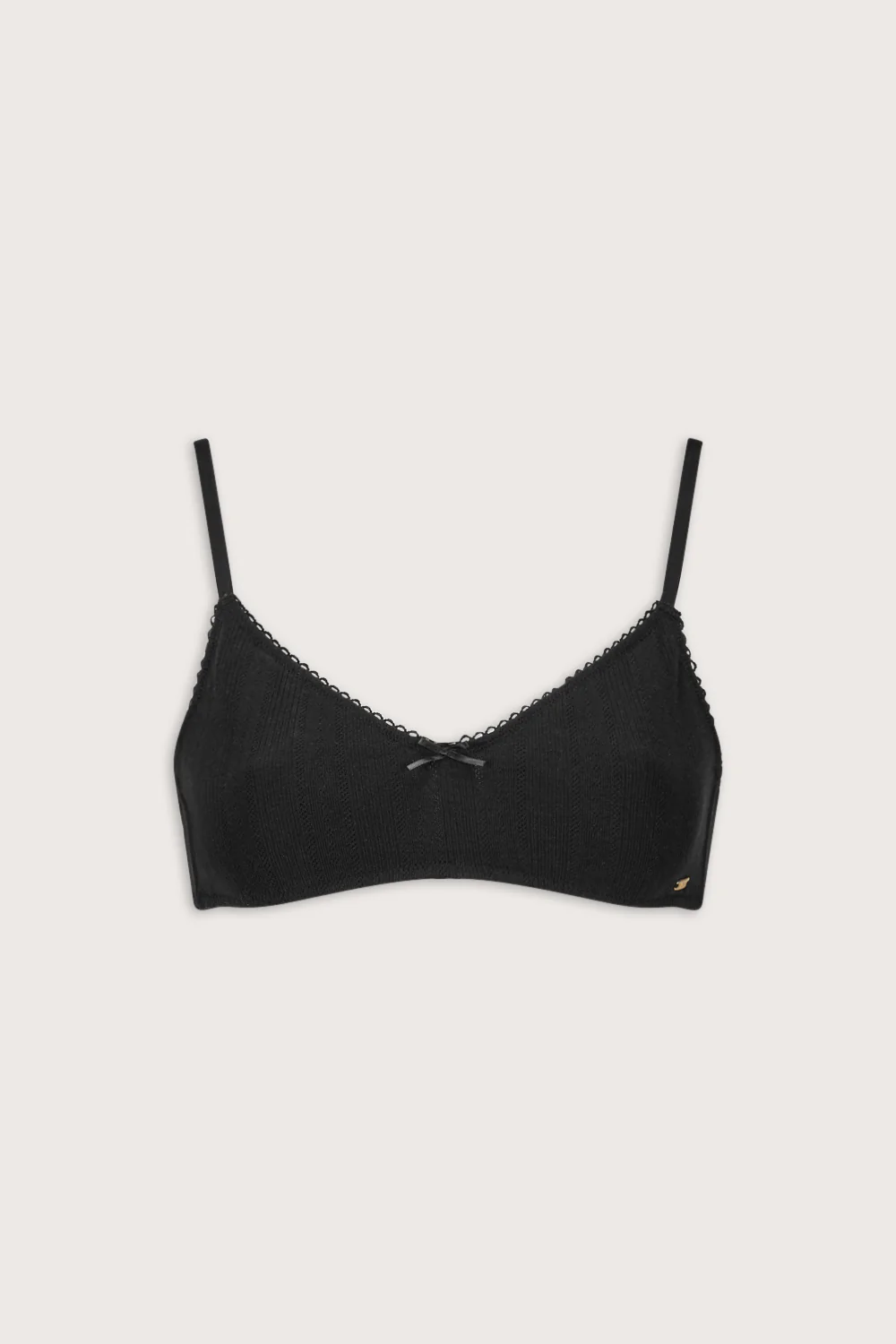 Pointelle Scoop Bra - Black - Image 2