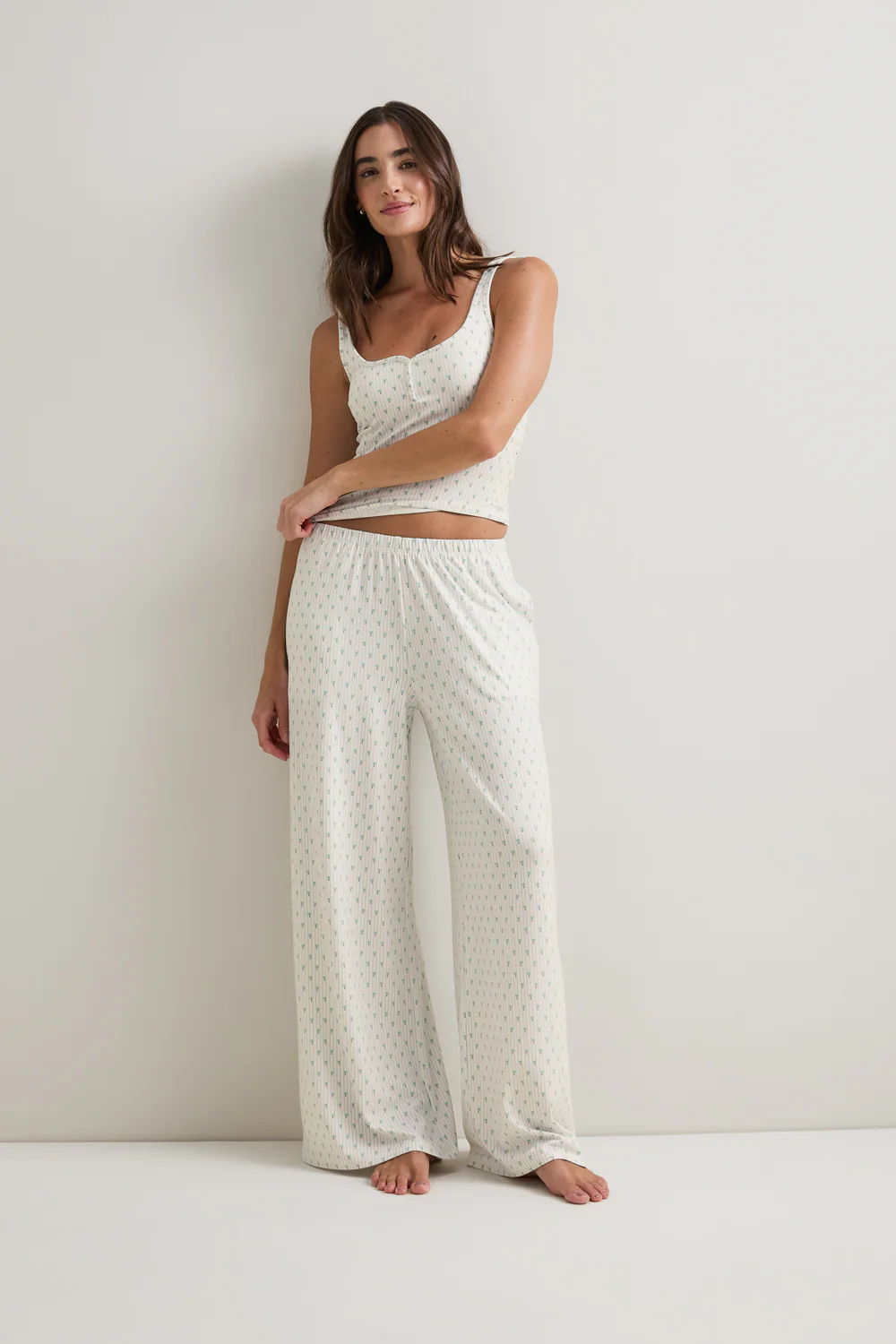 Pyjama Bottoms - Blue Stripe Palm Print