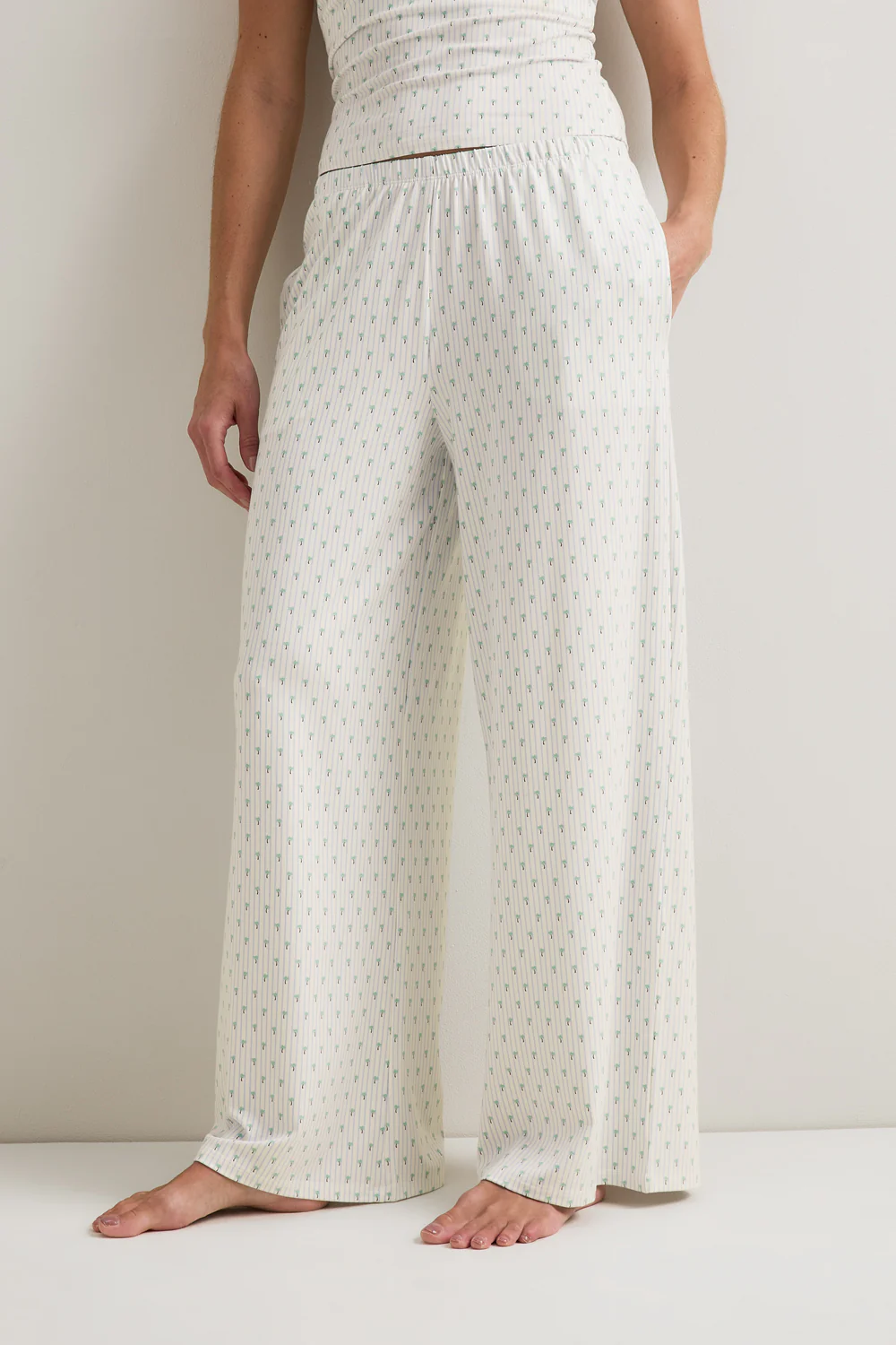 Pyjama Bottoms - Blue Stripe Palm Print - Image 3