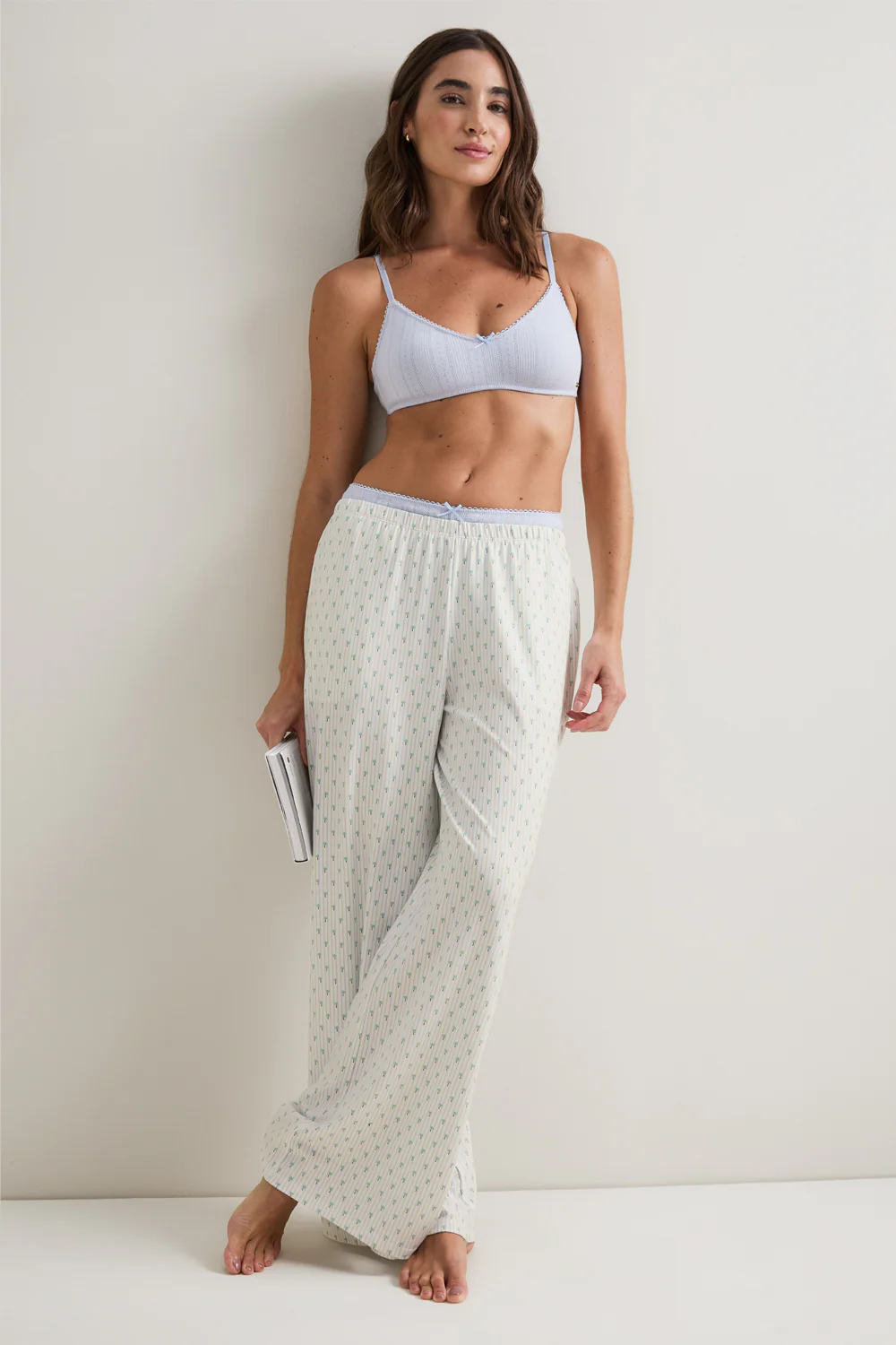 Pyjama Bottoms - Blue Stripe Palm Print - Image 6