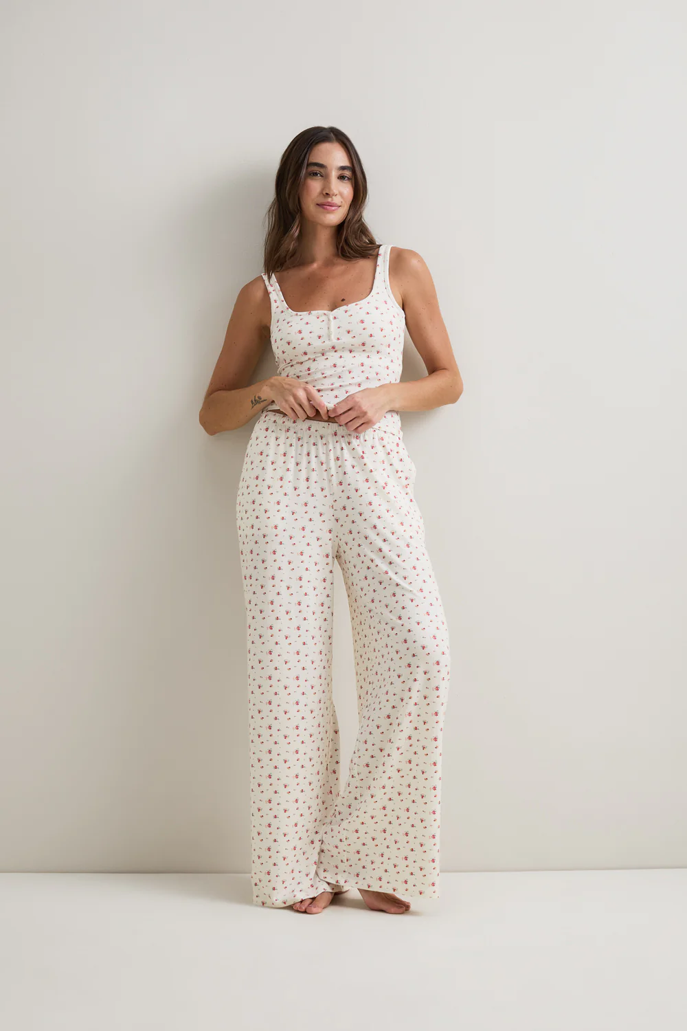 Pyjama Bottoms - Ivory Floral Print