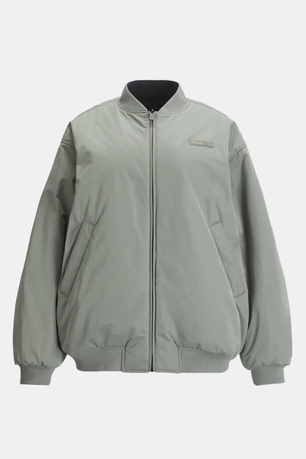 Reversible Oversized Bomber Jacket - Black And Cool Olive - Image 4