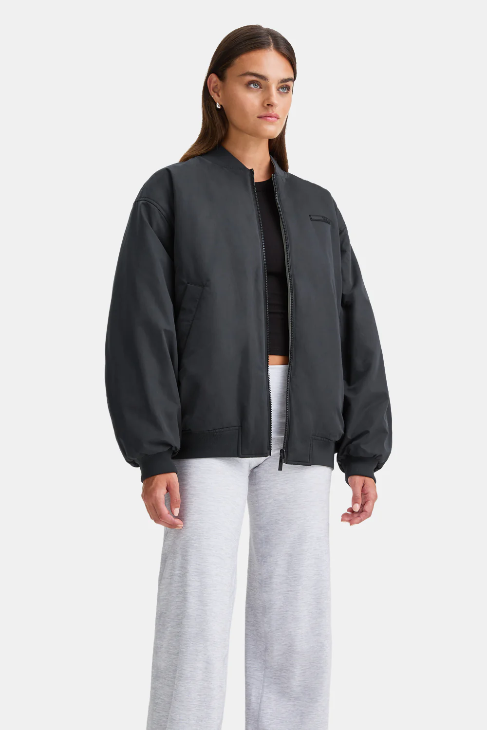 Reversible Oversized Bomber Jacket - Black And Cool Olive - Image 5
