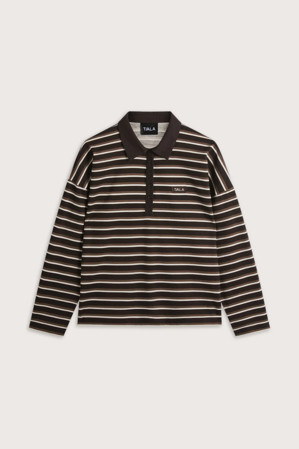 Rugby Polo Shirt - Brown Stripe - Image 2