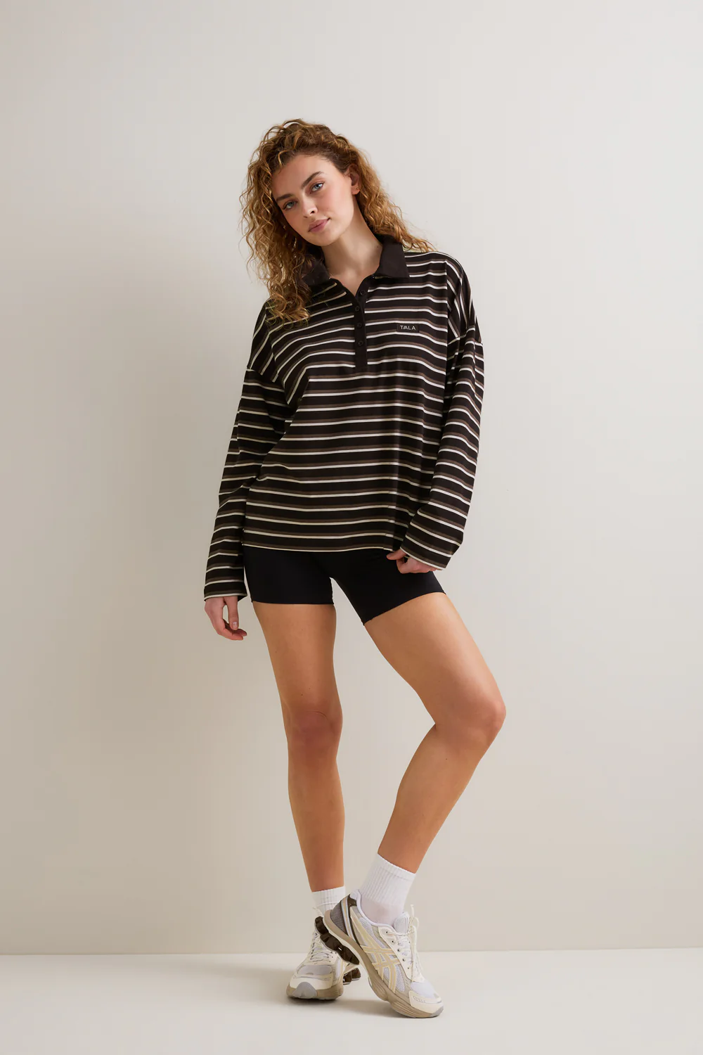 Rugby Polo Shirt - Brown Stripe - Image 3