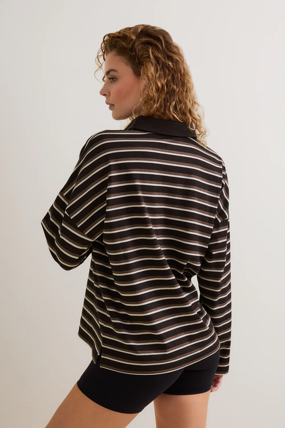 Rugby Polo Shirt - Brown Stripe - Image 4