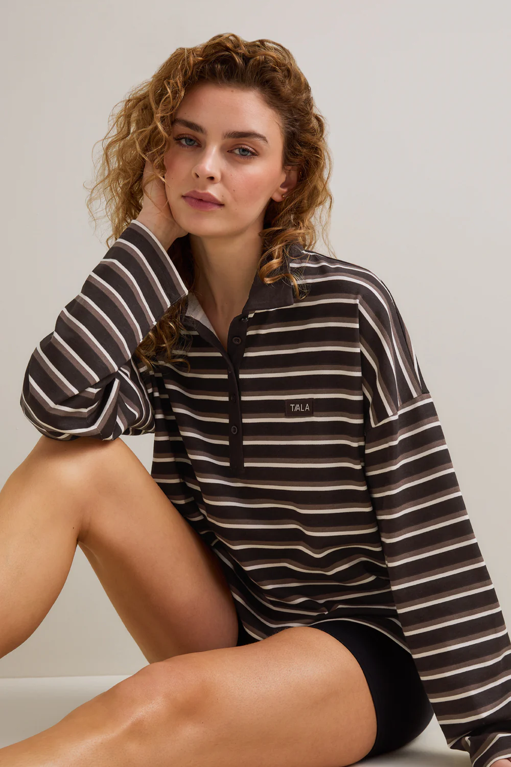 Rugby Polo Shirt - Brown Stripe - Image 5