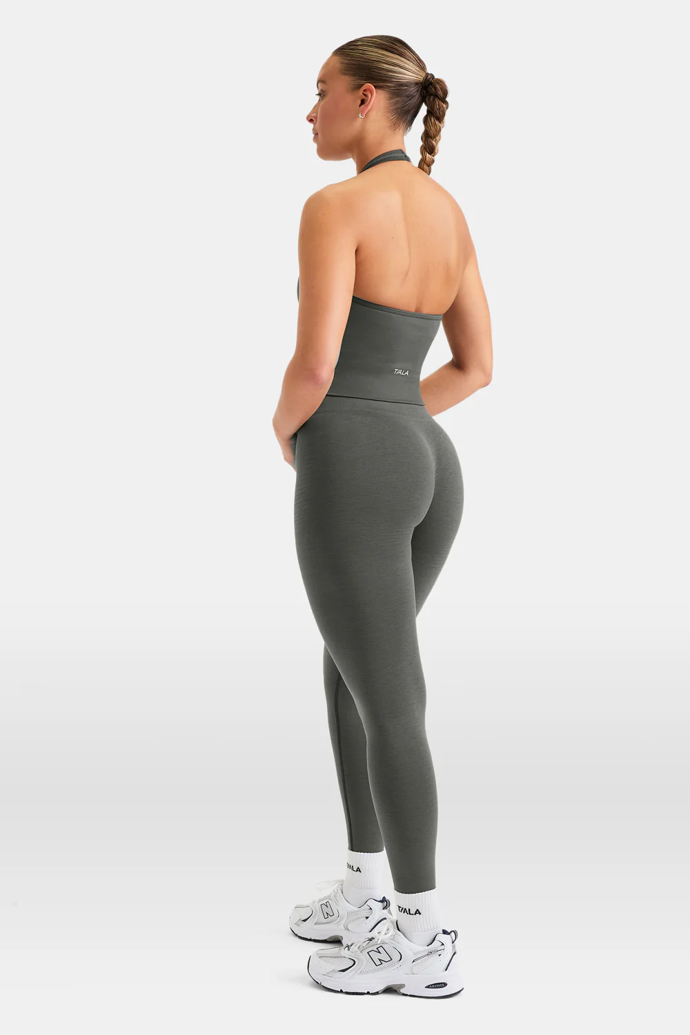 Sculpt Seamless Halter Tank - Dark Olive Marl - Image 4