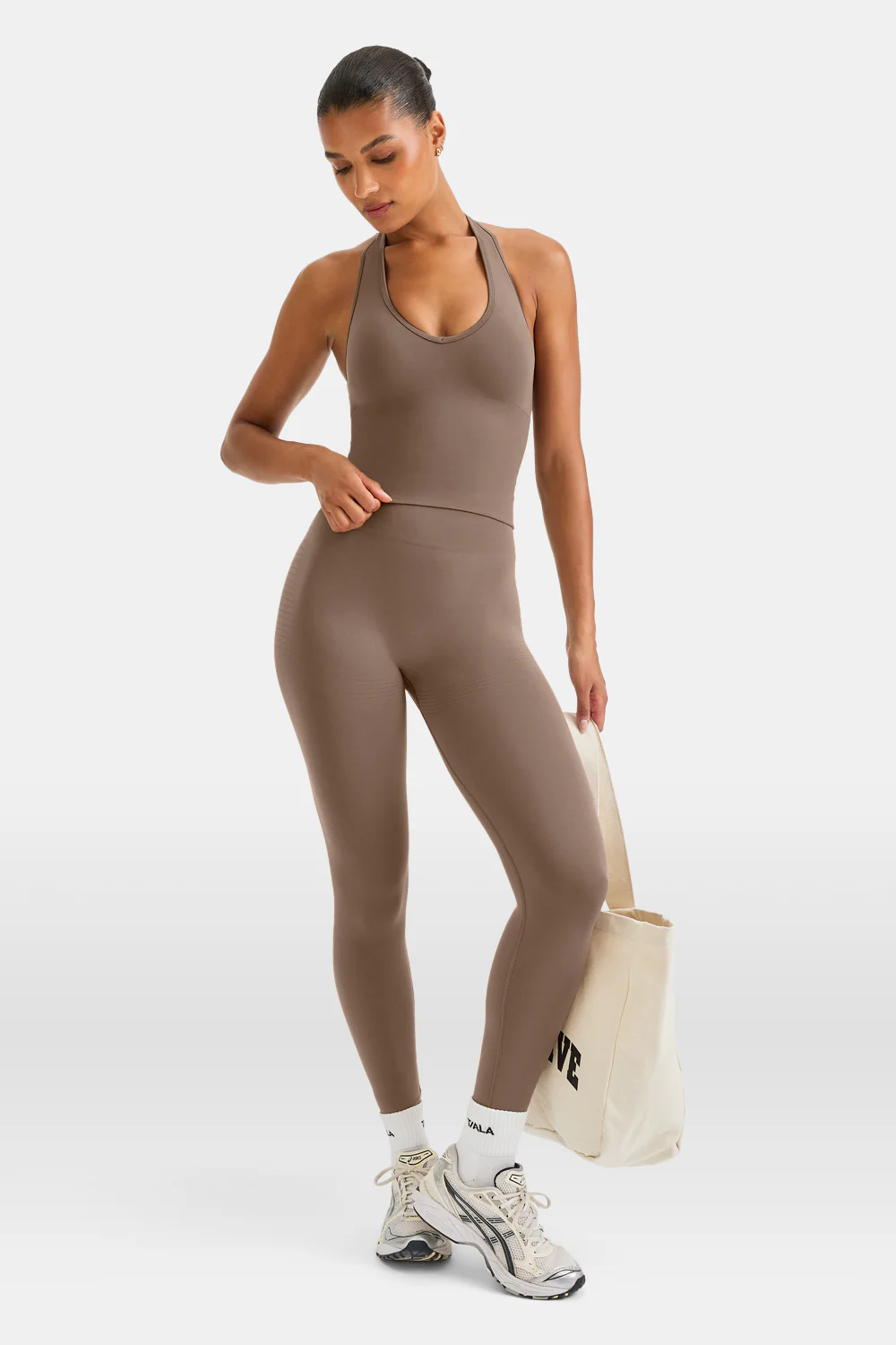 Sculpt Seamless Halter Tank - Taupe - Image 3