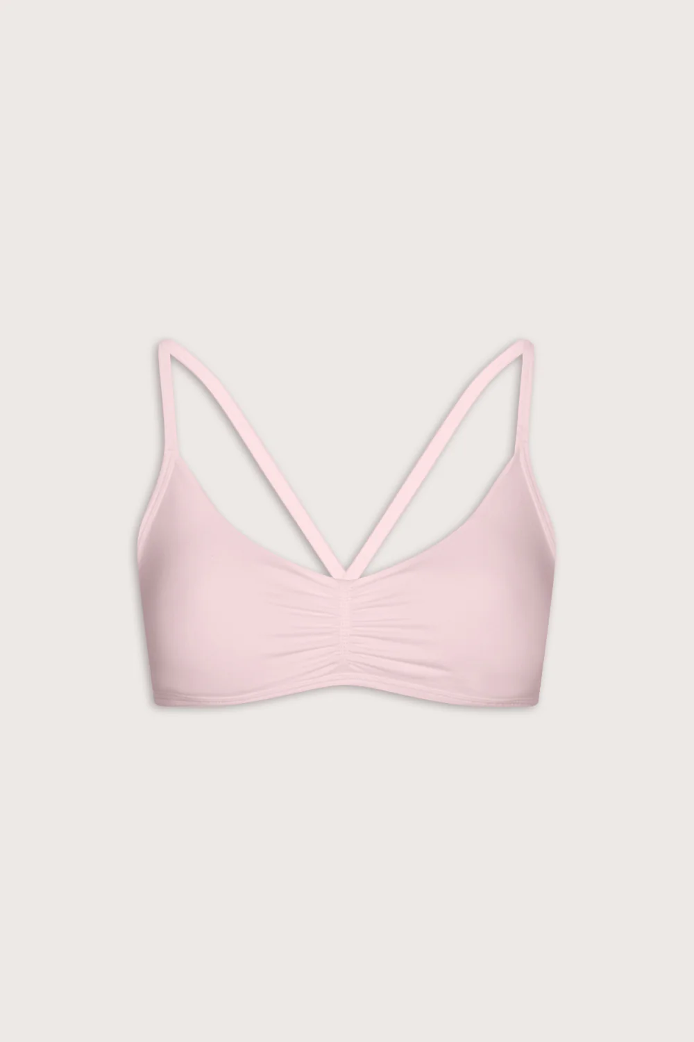 Sculpt Seamless Ruched Cross Back Sports Bra - Baby Pink - Image 2