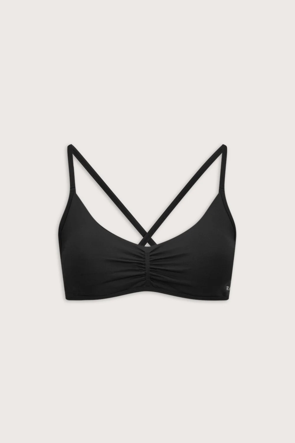 Sculpt Seamless Ruched Cross Back Sports Bra - Black Marl - Image 2