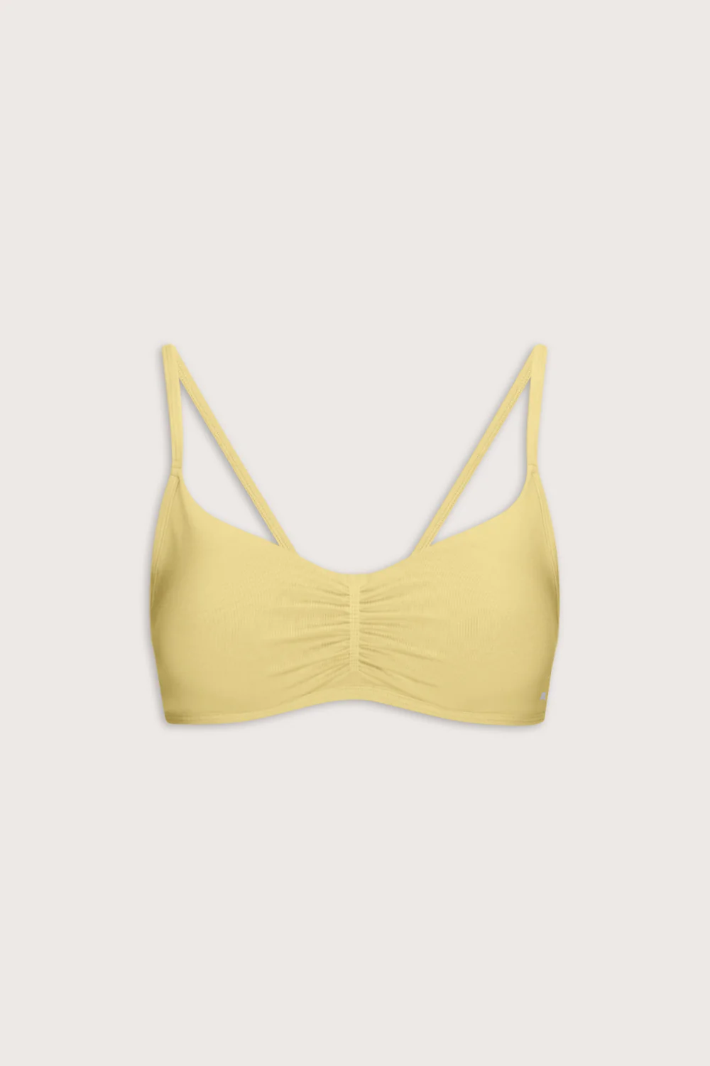 Sculpt Seamless Ruched Cross Back Sports Bra - Butter Yellow - Image 2