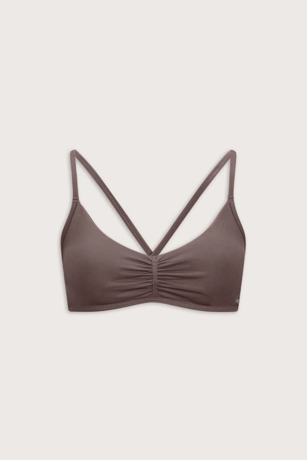 Sculpt Seamless Ruched Cross Back Sports Bra - Dark Truffle - Image 2