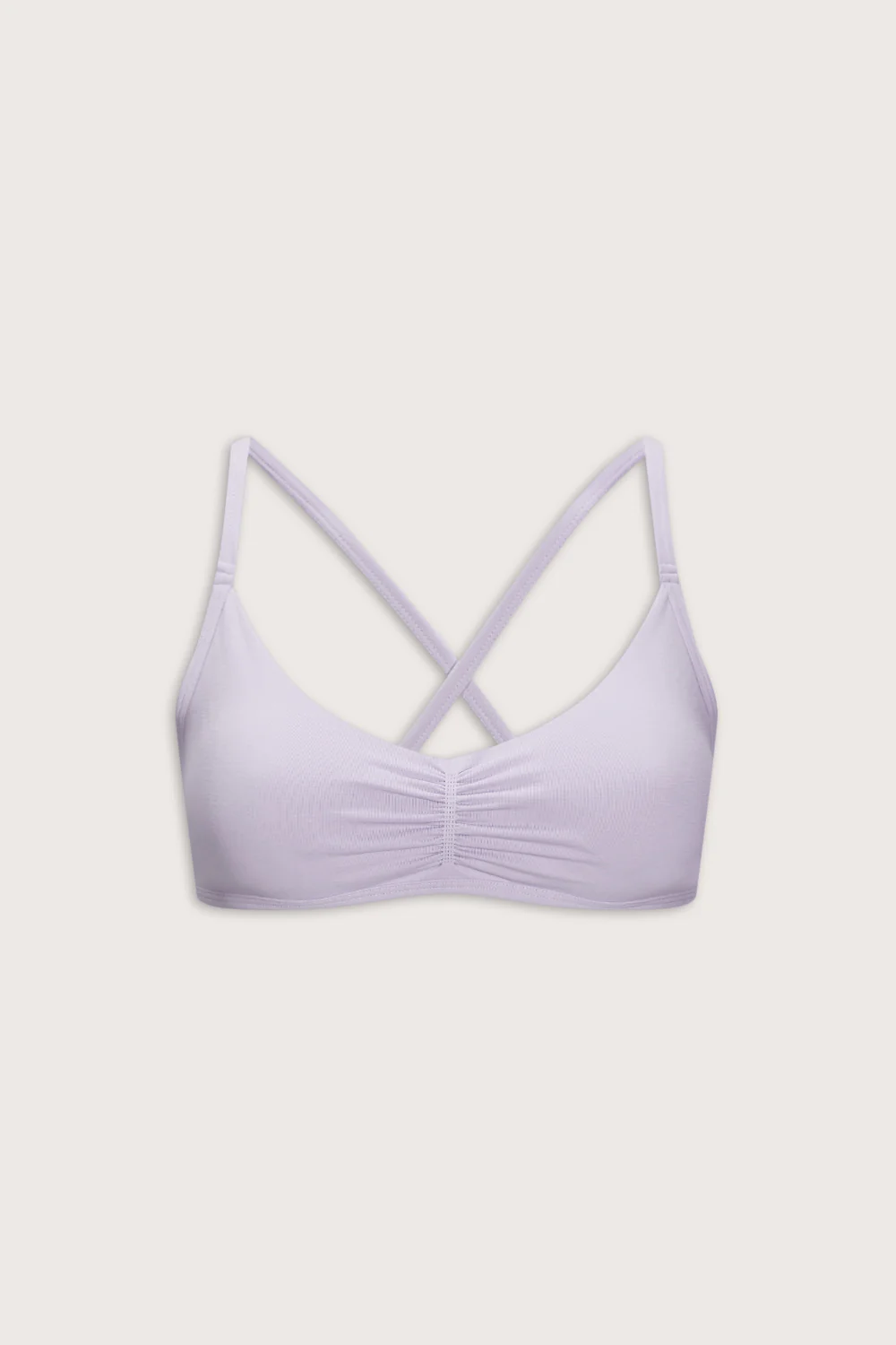 Sculpt Seamless Ruched Cross Back Sports Bra - Lilac - Image 2