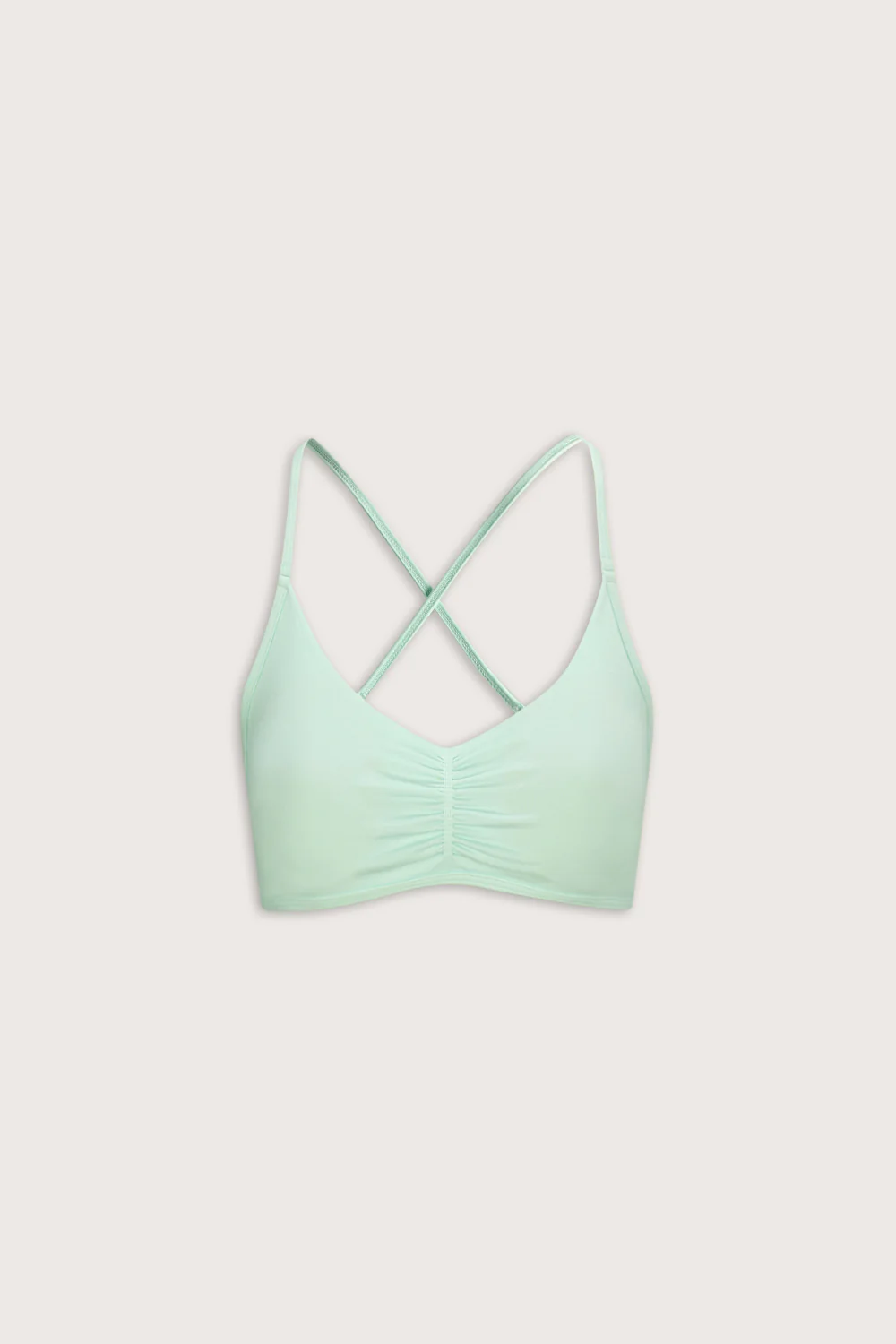 Sculpt Seamless Ruched Cross Back Sports Bra - Soft Mint - Image 2